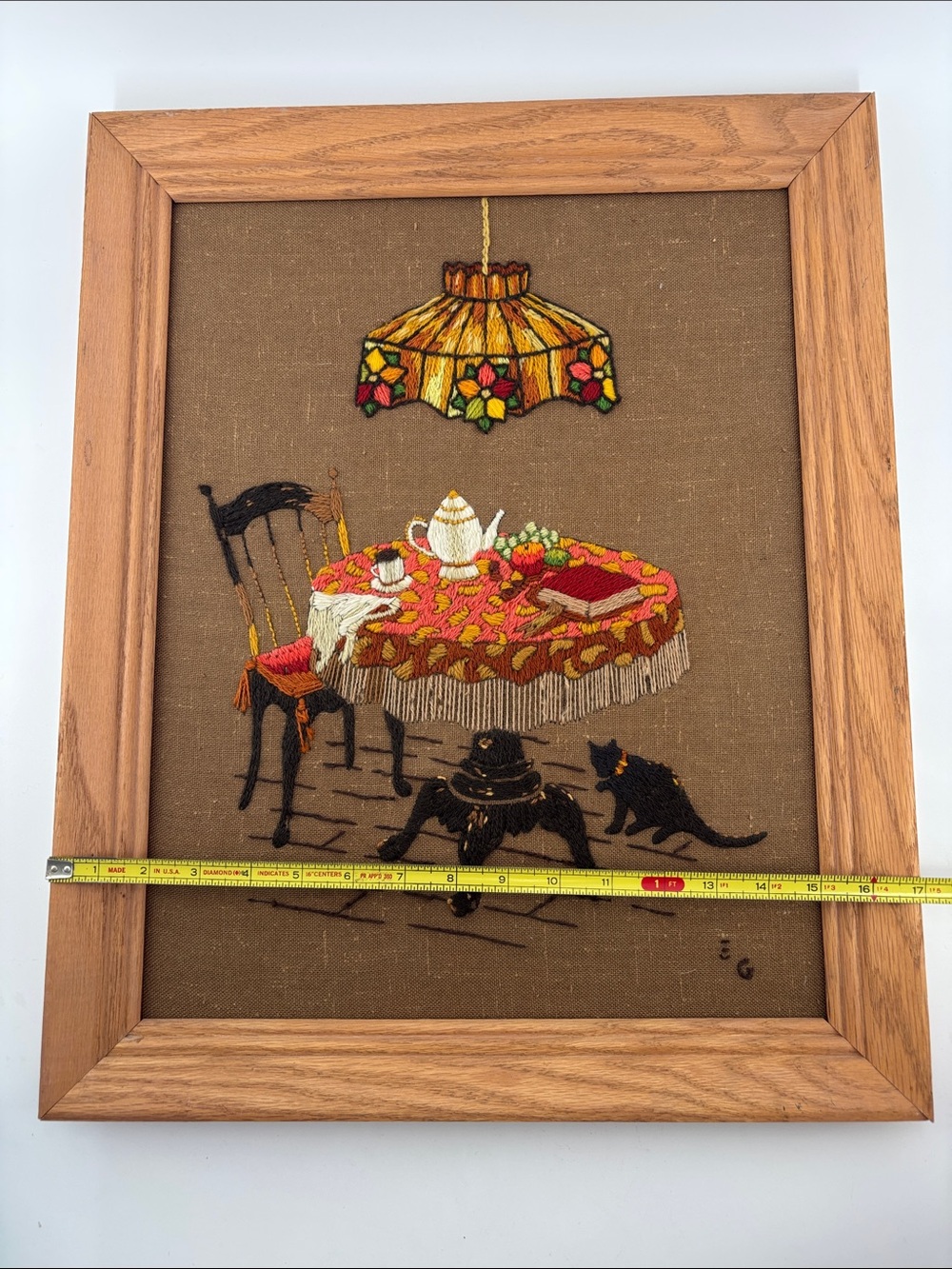 Vintage 1970s Boho crewel embroidery finished and framed - Picture 5 of 8